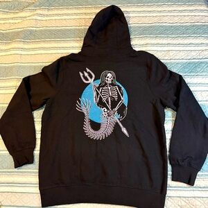 Dead Dolly Mermaid Skeleton Graphics Sweater Hoodie Size 2XL Black
